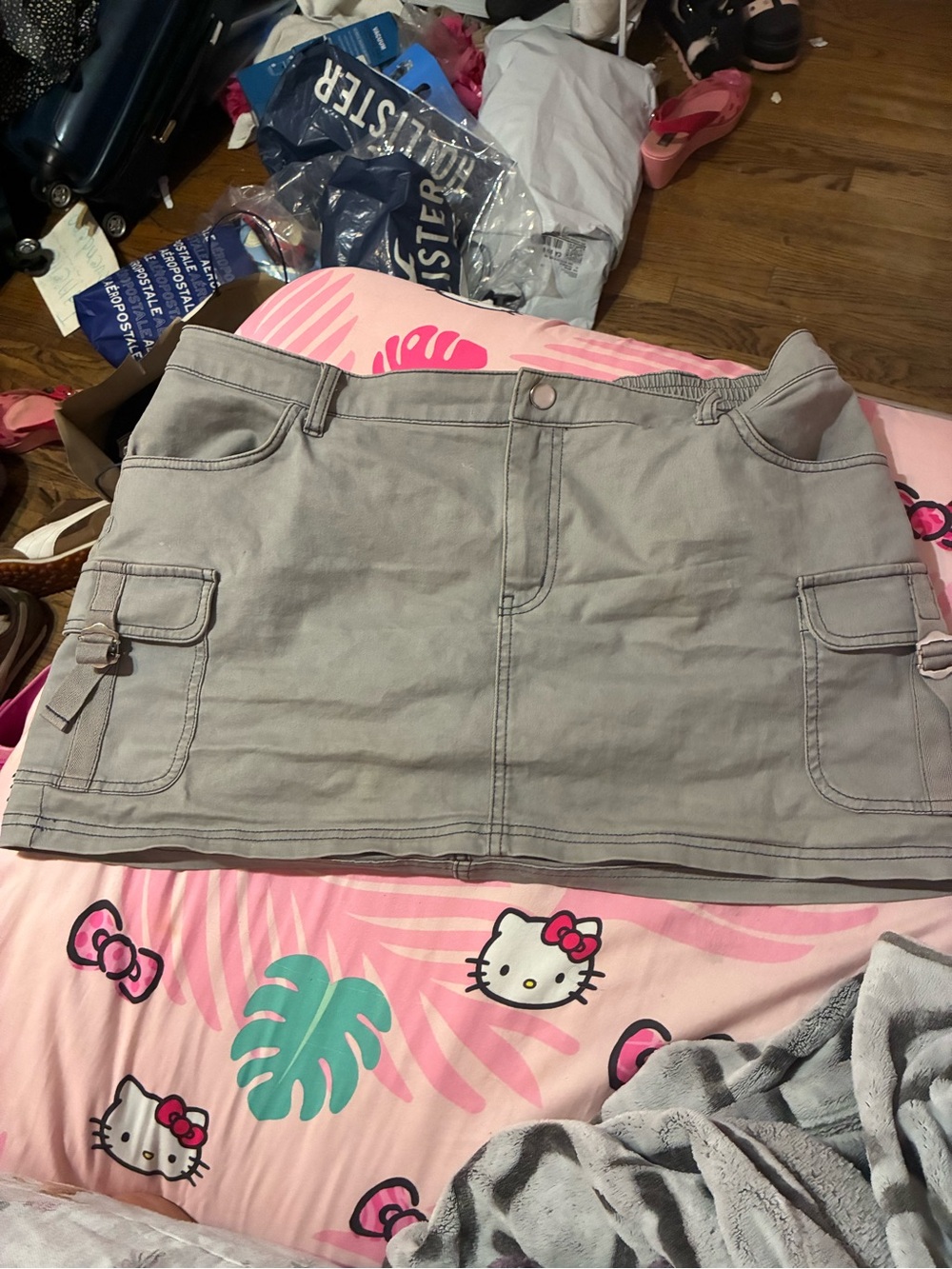 Gray Cargo Mini Skirt